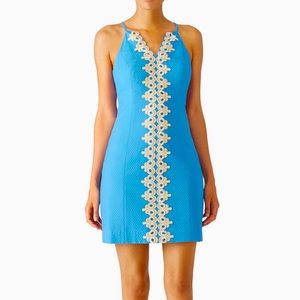 Worn Once Lilly Pulitzer Pearl Blue and Gold Shift Dress